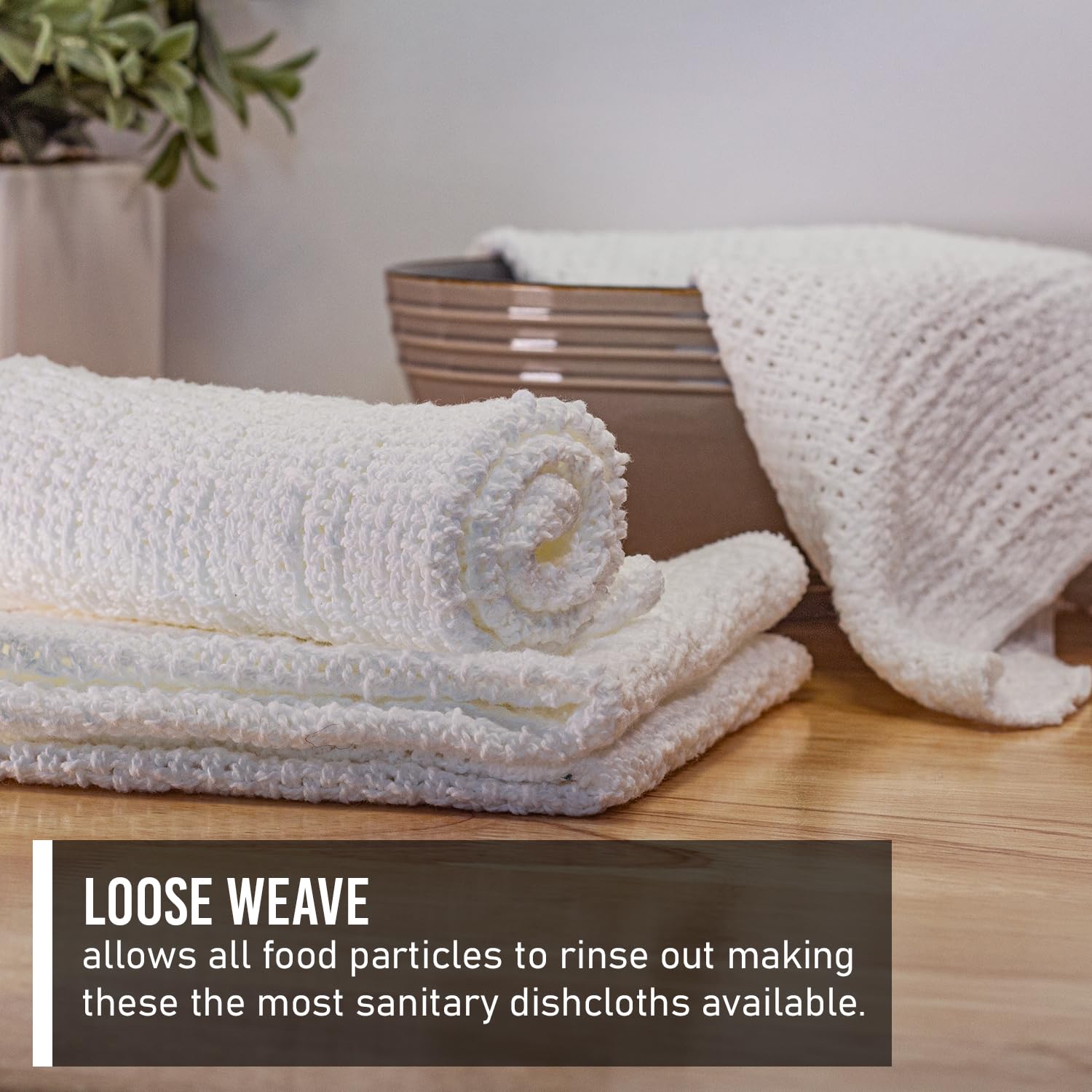 Country Cottons Old Fashion dishcloth preshrunk and machine washable for easy care.