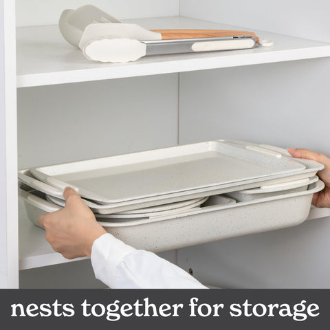 Country Kitchen 14-piece baking set in cream covers essential bakeware needs.
