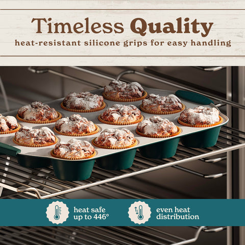 Country Kitchen cookie sheet nonstick promotes easy release and quick cleanup after baking.