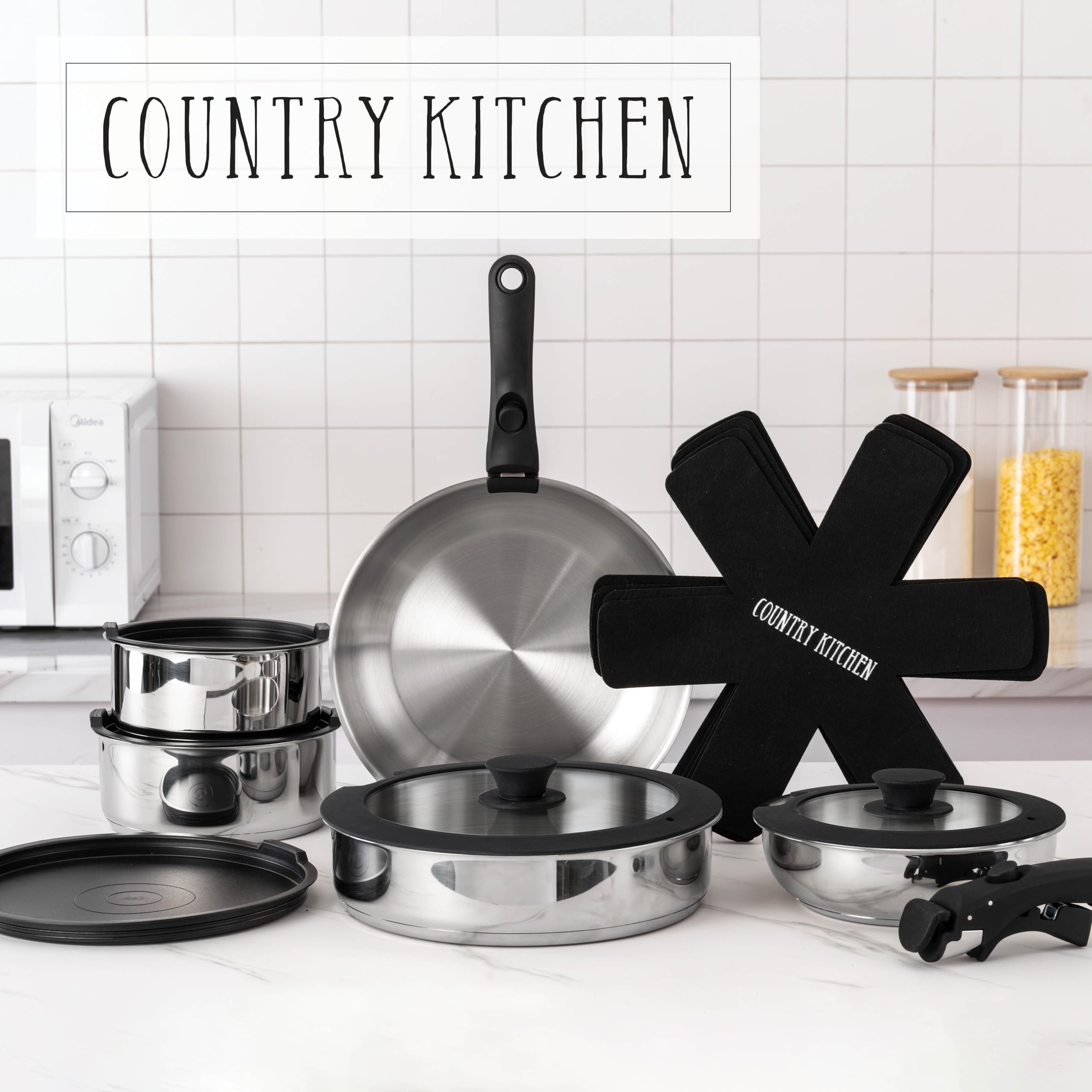 Country Kitchen durable stainless steel set built for daily kitchen use