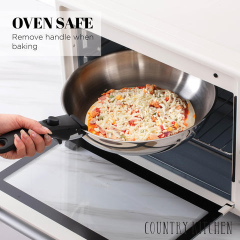 Country Kitchen easy-clean stainless finish resists sticking and staining