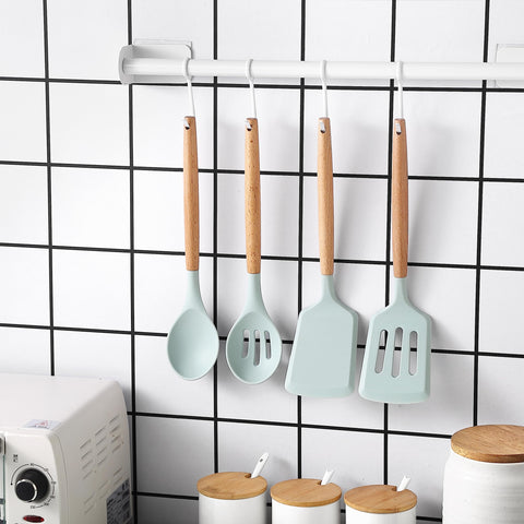 Country Kitchen hand-wash care preserves silicone finish and wood handles