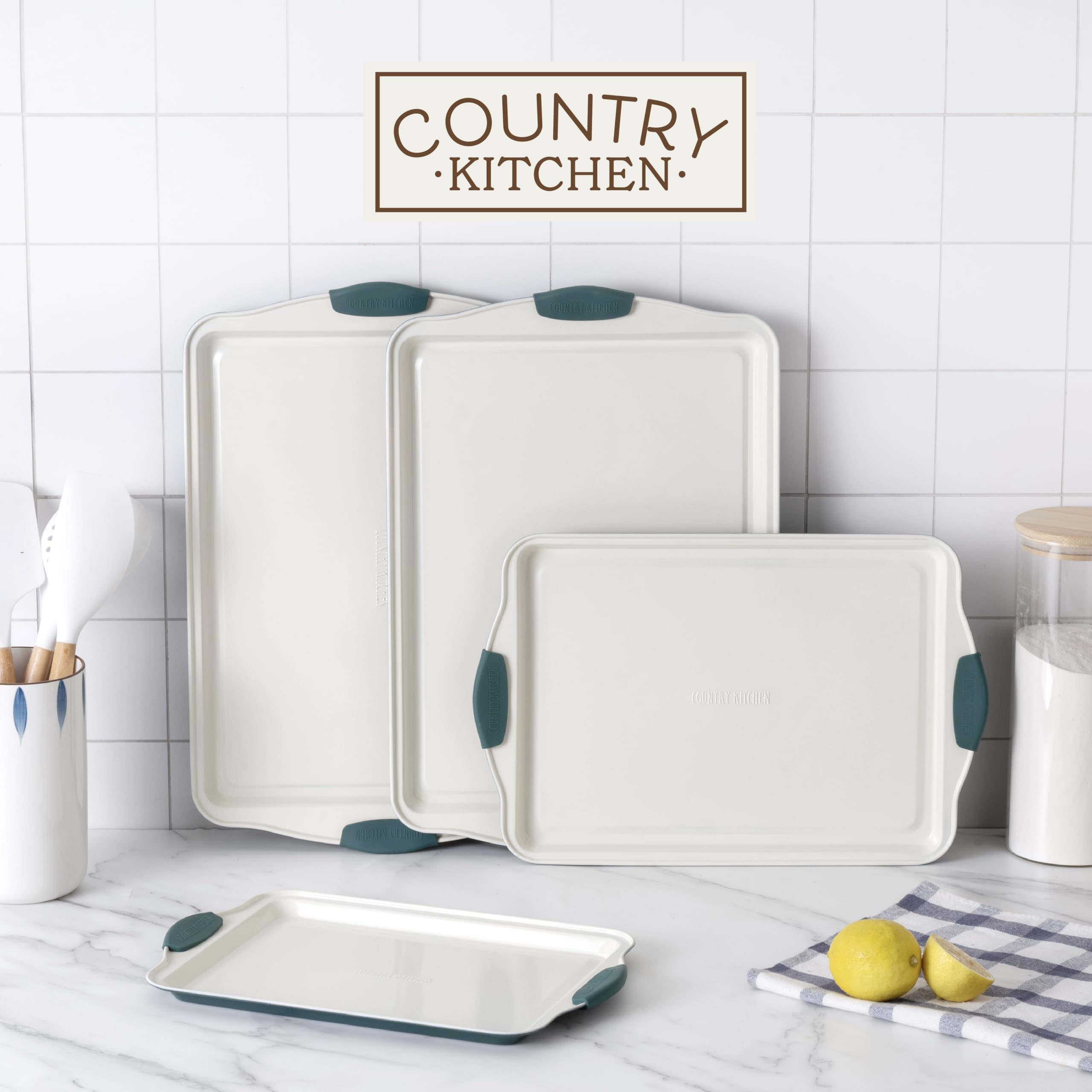 Country Kitchen medium baking sheet in sage ideal for sheet pan dinners