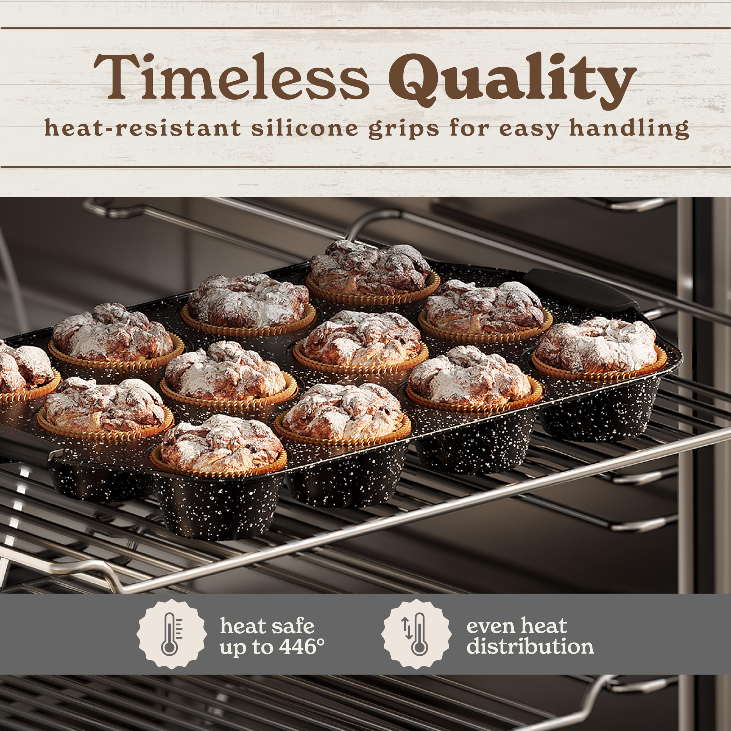 Country Kitchen nesting bakeware that fits neatly inside each other to save space.