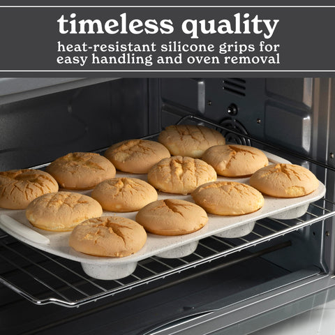 Country Kitchen cream small baking pans for cookies, muffins, and snacks.