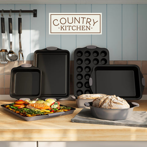 Country Kitchen nonstick stackable bakeware set cookie sheet for even baking