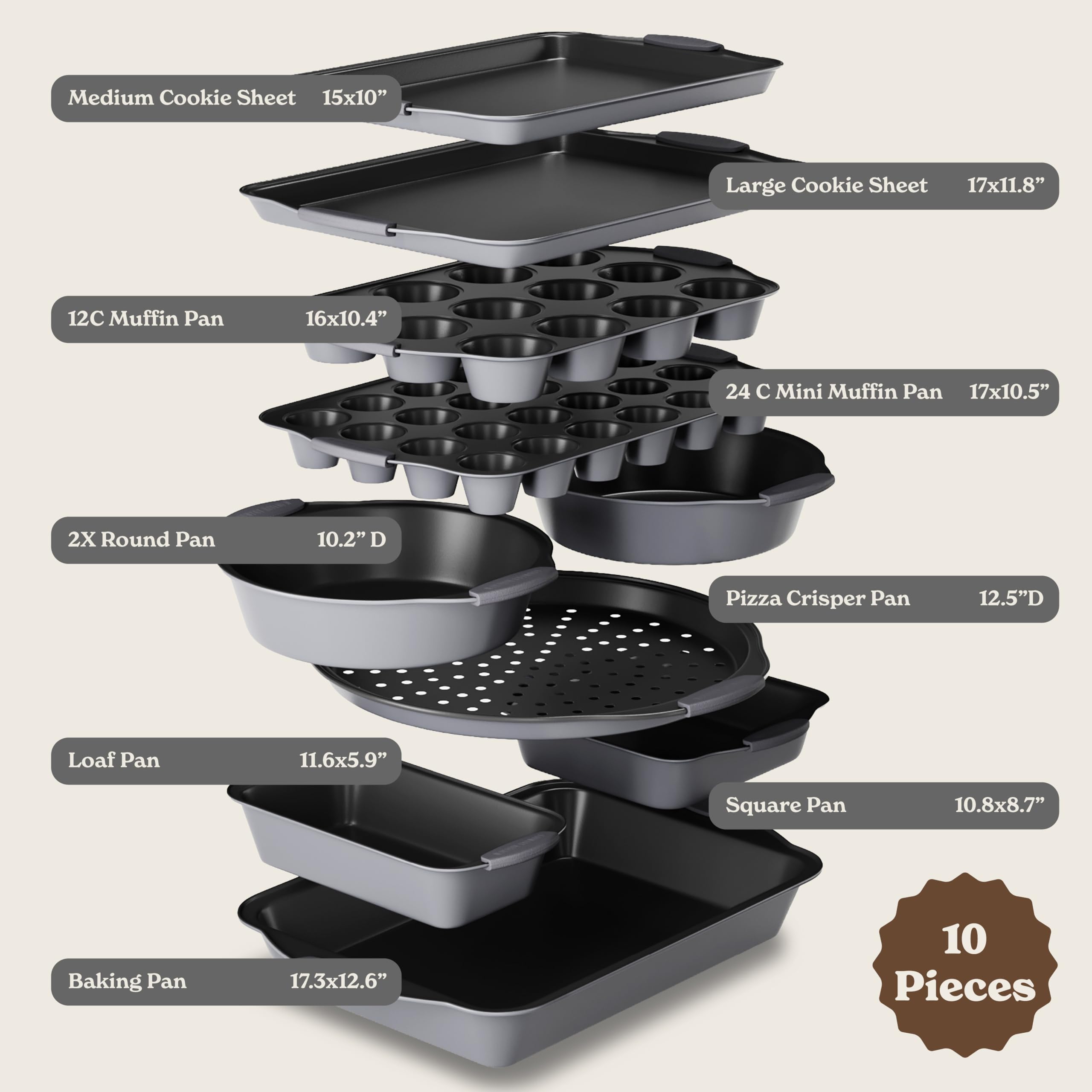 Country Kitchen nonstick stackable bakeware set small pan ideal for compact baking