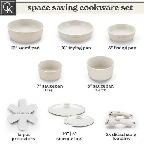 Country Kitchen RV-safe cookware supports on-the-road cooking convenience.