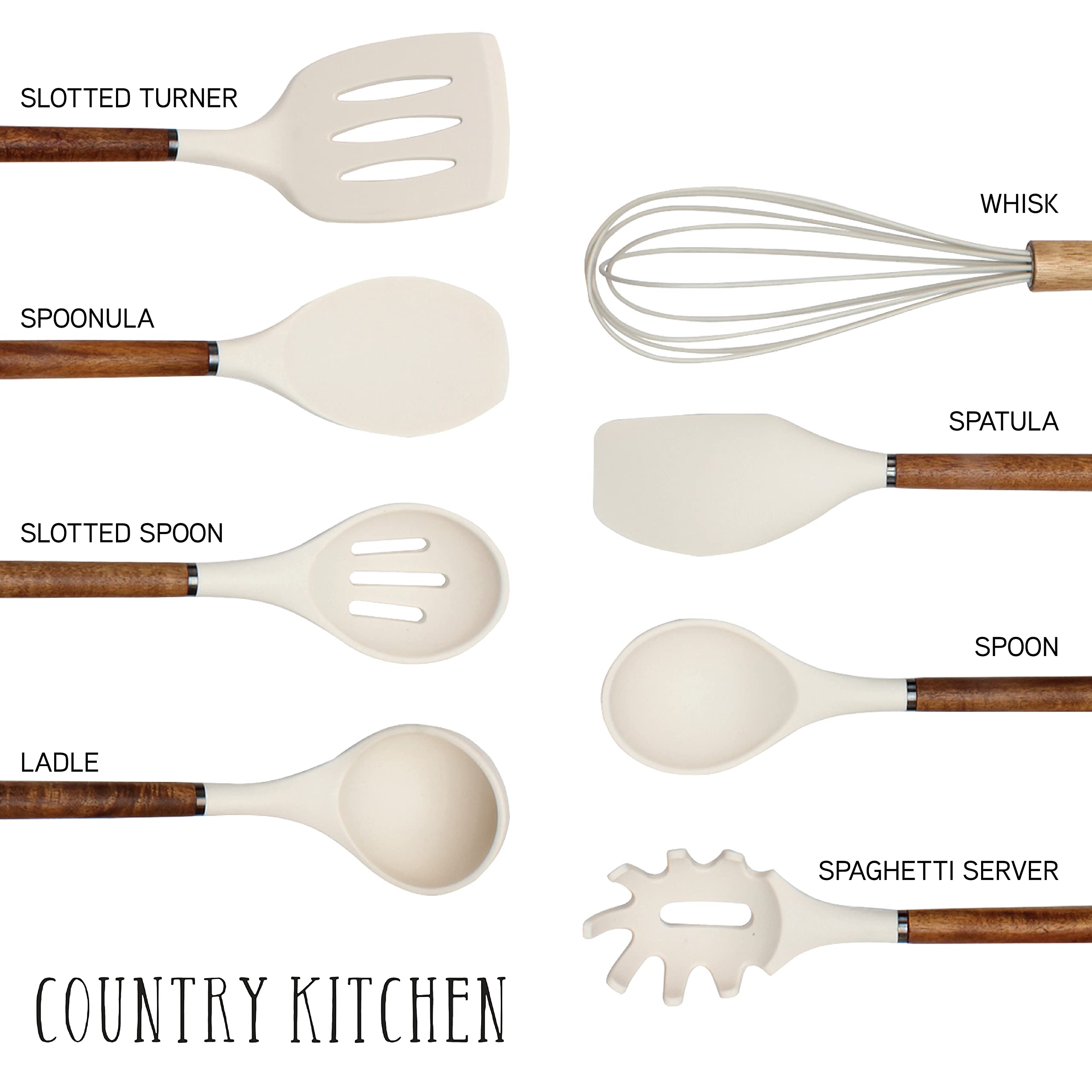 Country Kitchen serving and mixing spoon in khaki silicone for versatile cooking