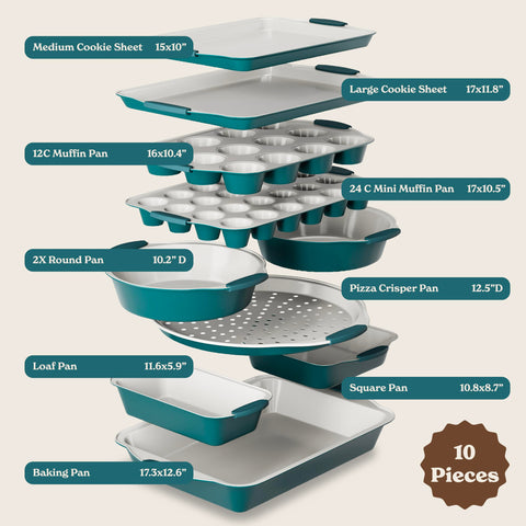 Country Kitchen silicone-handled bakeware provides a secure grip for safe oven transfer.