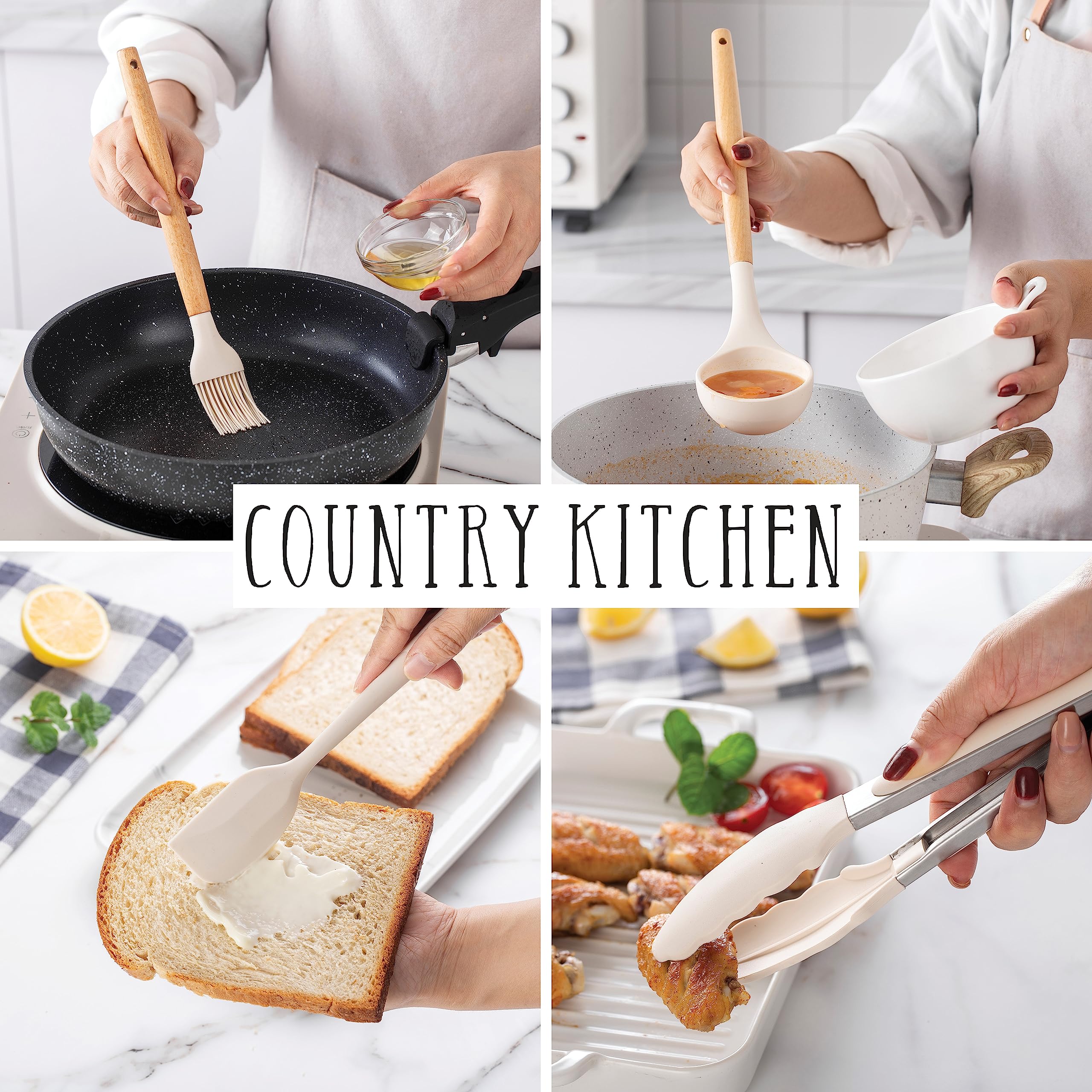Country Kitchen heat-resistant silicone spatula handles up to 450°F.