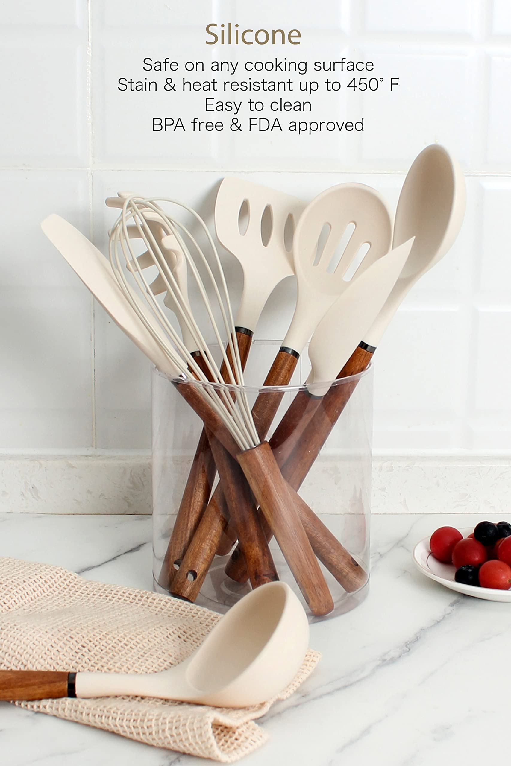 Country Kitchen slotted basting spoon prevents drips on nonstick pans