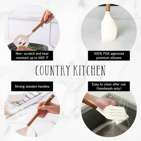 Country Kitchen slotted turner with heat-resistant silicone and comfortable grip