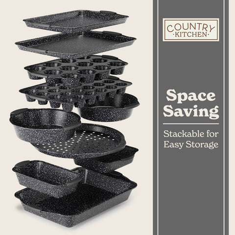 Country Kitchen compact stackable design helps keep your kitchen organized.
