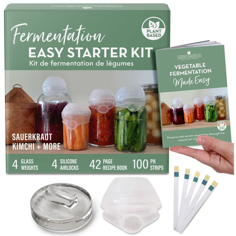 Country Trading Co. fermentation kit glass weights for stable sauerkraut fermentation.