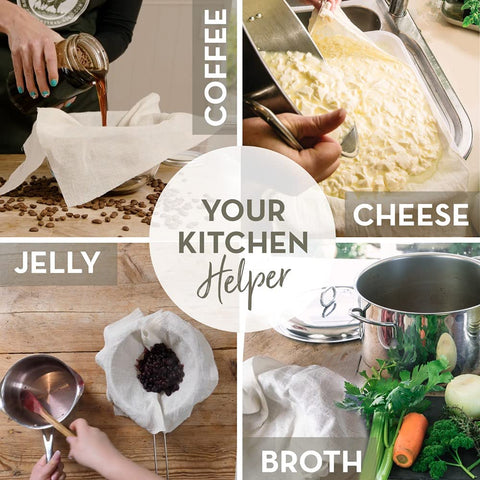 Country Trading Co washable, lint-free cheesecloth for quick reuse.
