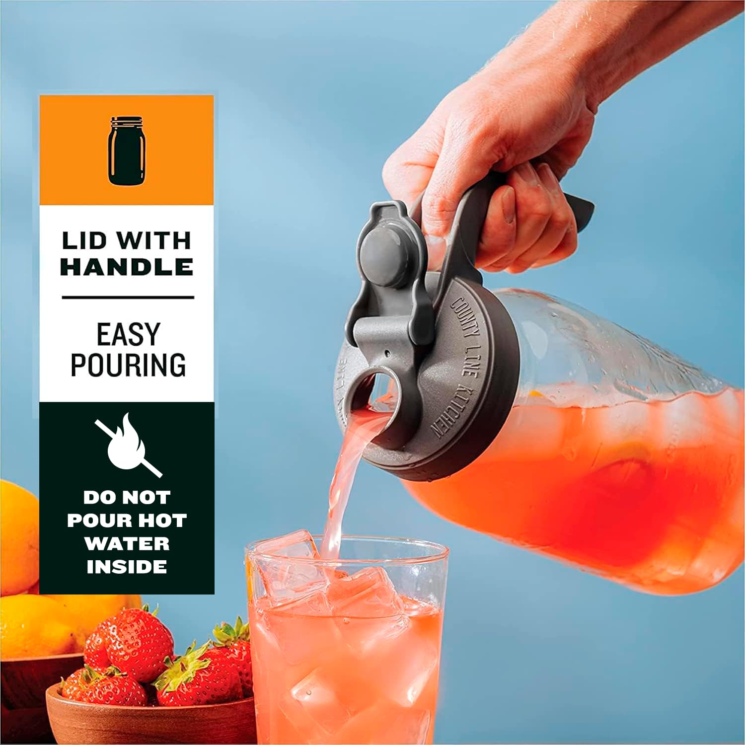 County Line Kitchen mason jar pitcher leak-proof seal ideal for fridge storage