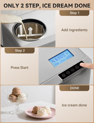 COUPLUX Ice Cream Maker 3-in-1 mode selector for versatile desserts.