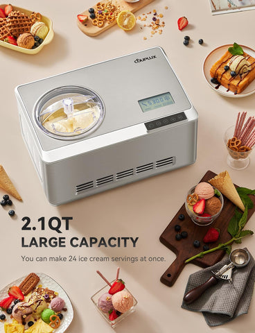 COUPLUX Ice Cream Maker lid and paddle assembly for easy cleaning.