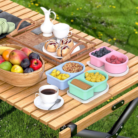 coutnier two-compartment design is ideal for office lunches or on-the-go meals.