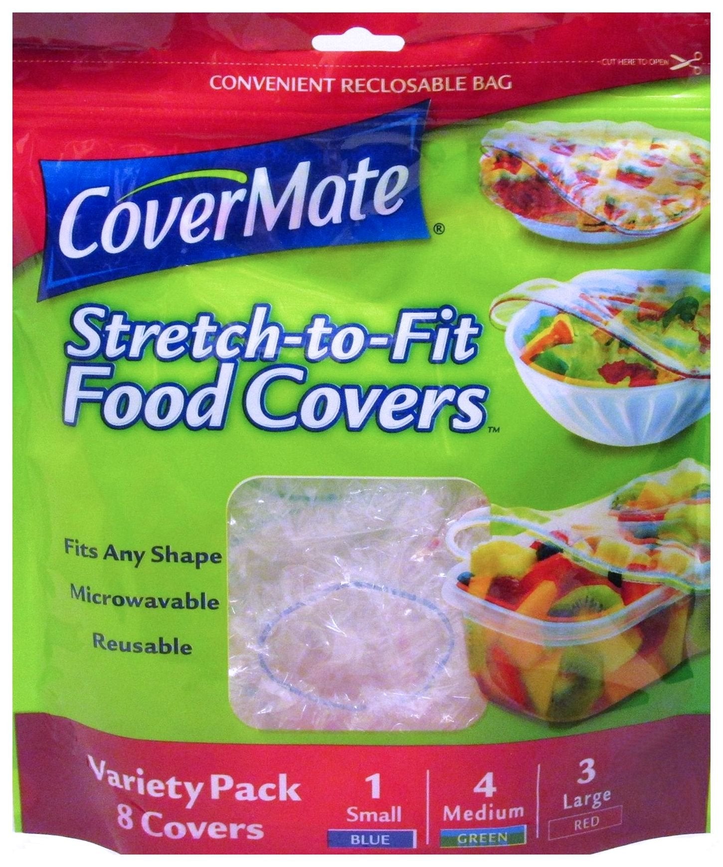 CoverMate stretch-to-fit covers offer universal fit for any dish, reducing waste.