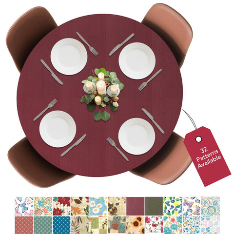 Covers For The Home basketweave red round table cover protecting a round table