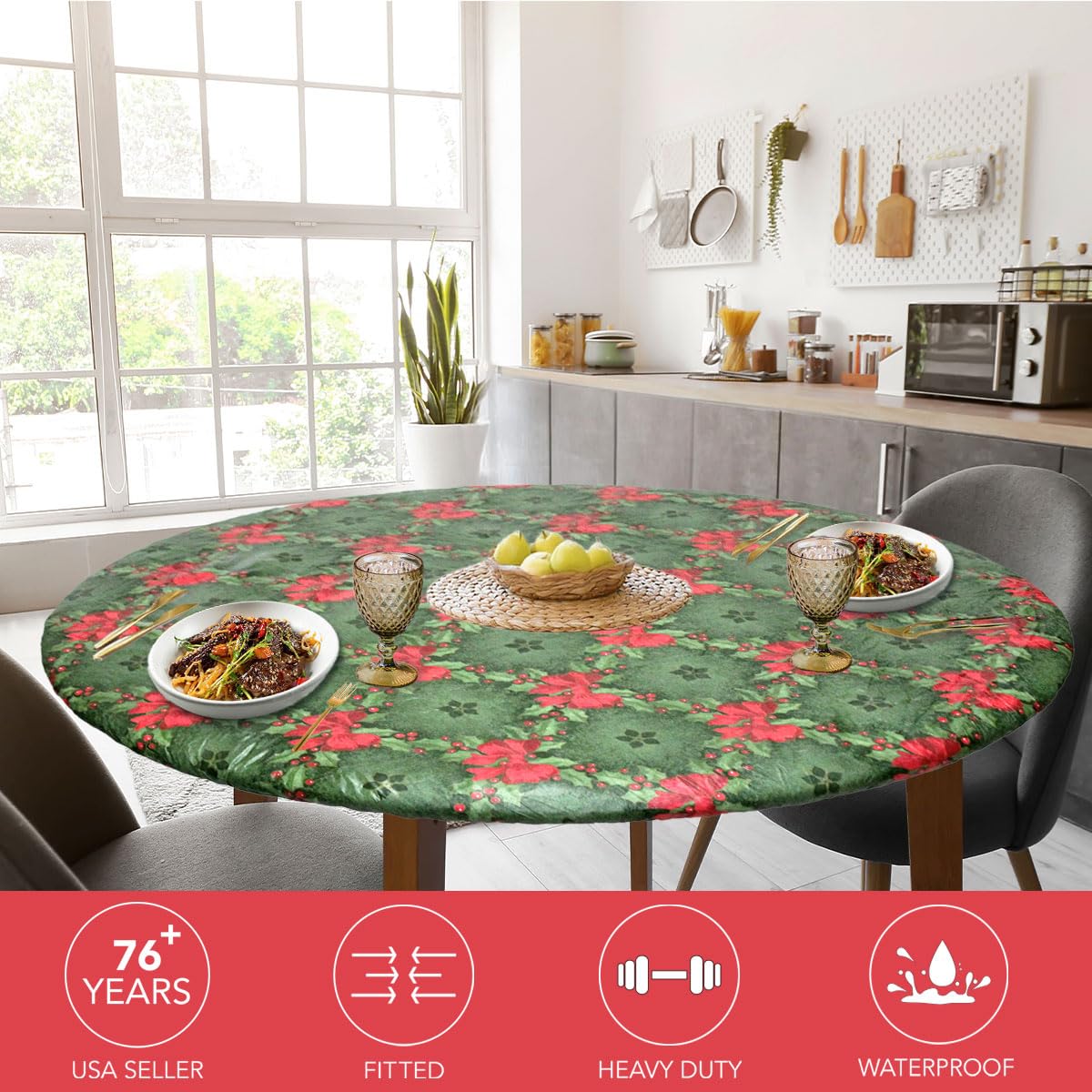 Covers For The Home oval Christmas table cover with snug fit for festive meals