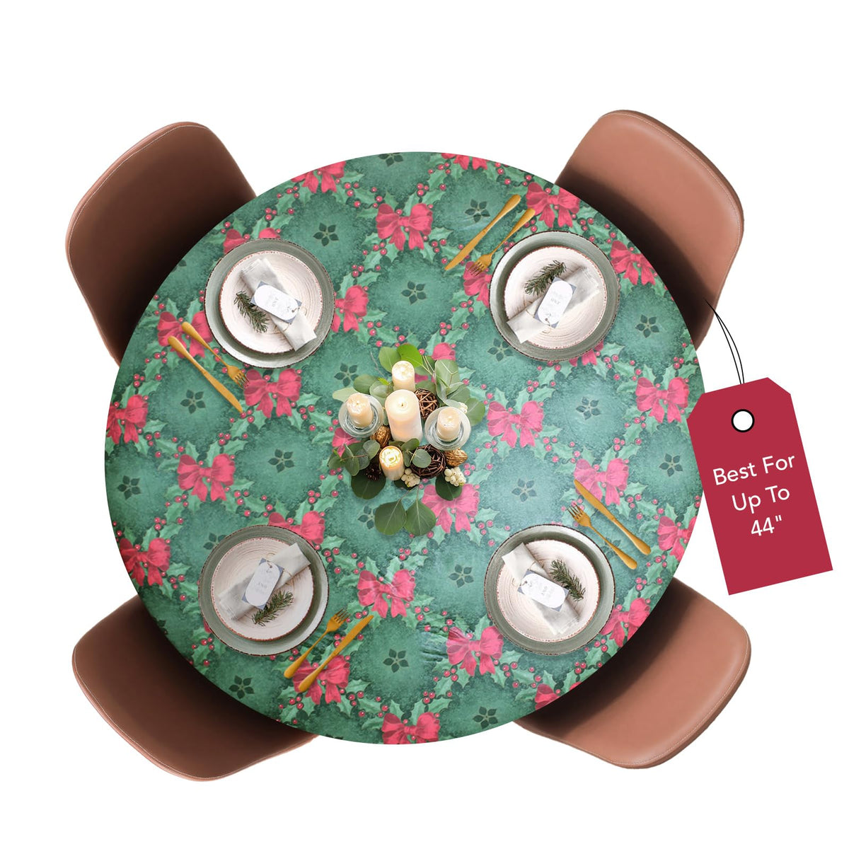 Covers For The Home round Christmas table cover with elastic edge protects while dining