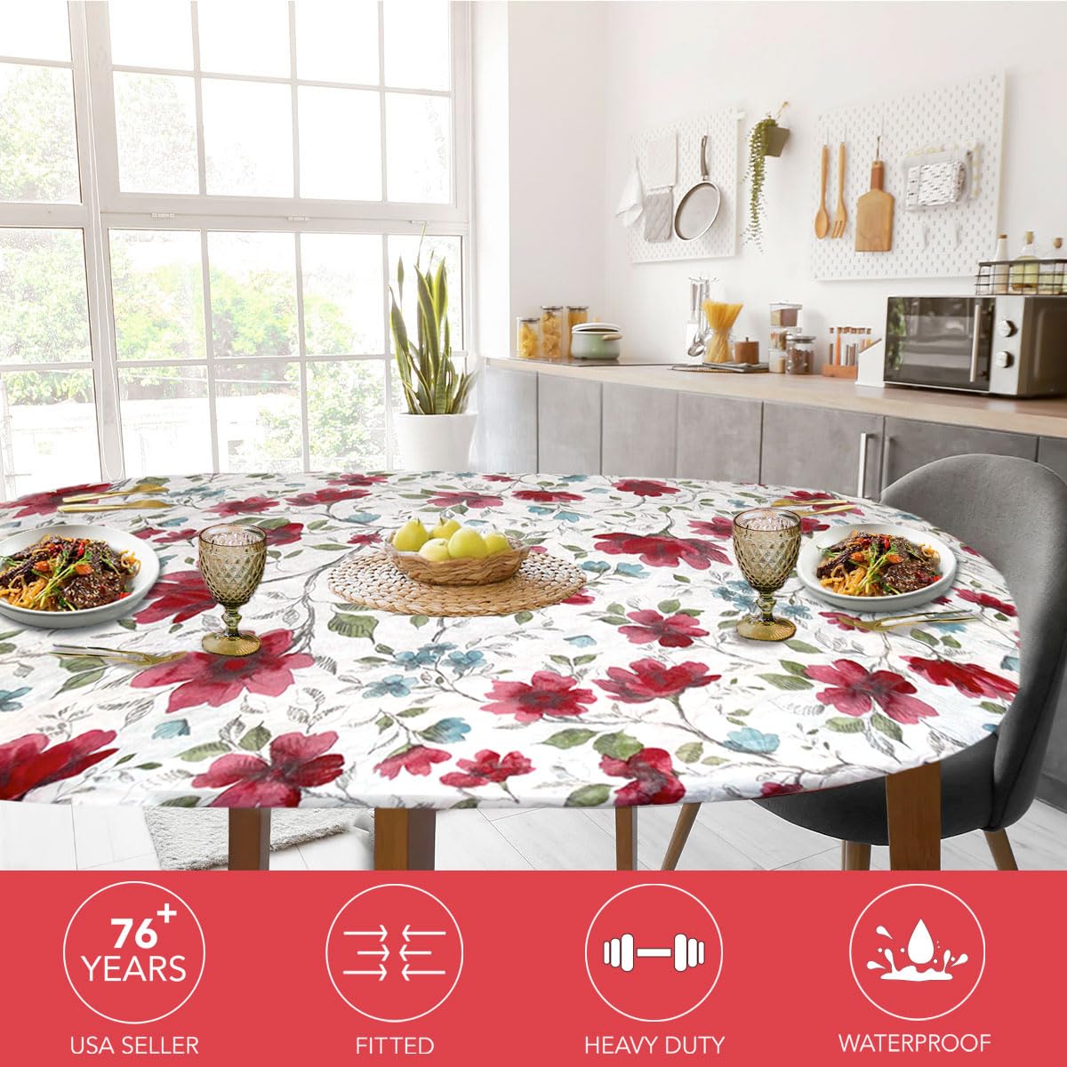 Covers For The Home watercolor floral oval cover shields your table while elevating decor