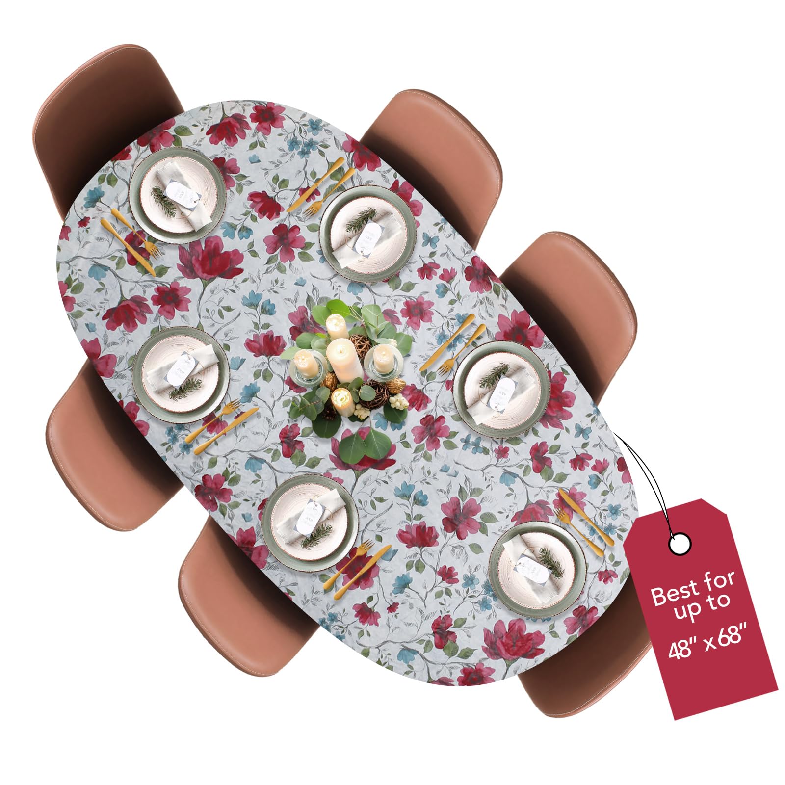 Covers For The Home deluxe elastic edge watercolor floral round cover protects surfaces from spills