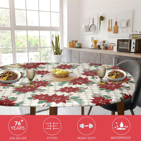 Covers For The Home festive table cover on oval table showing secure fit
