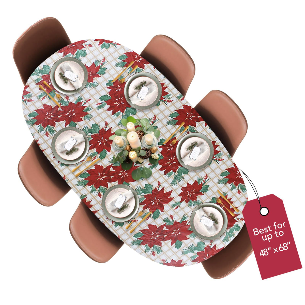 Covers For The Home Christmas flowers close-up with snug elastic edge
