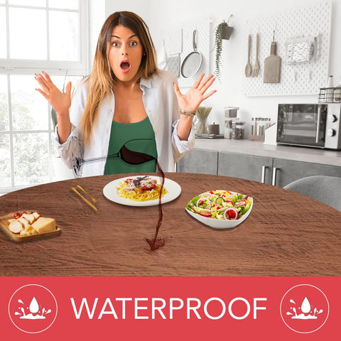 Waterproof vinyl surface of Covers For The Home table cover protects from spills