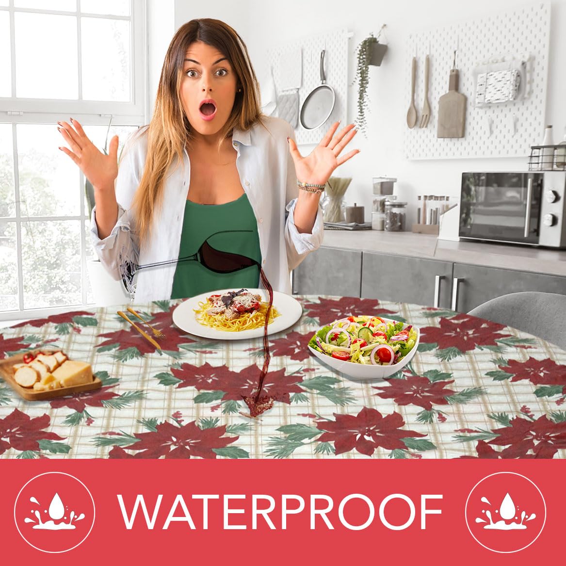 Covers For The Home flannel-backed vinyl table cover offers durable protection with a festive look.