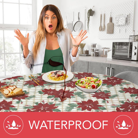 Covers For The Home flannel-backed vinyl table cover offers durable protection with a festive look.