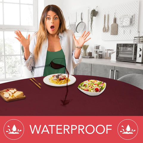Covers For The Home vinyl-backed table cover with polyester lining detail provides durable protection.