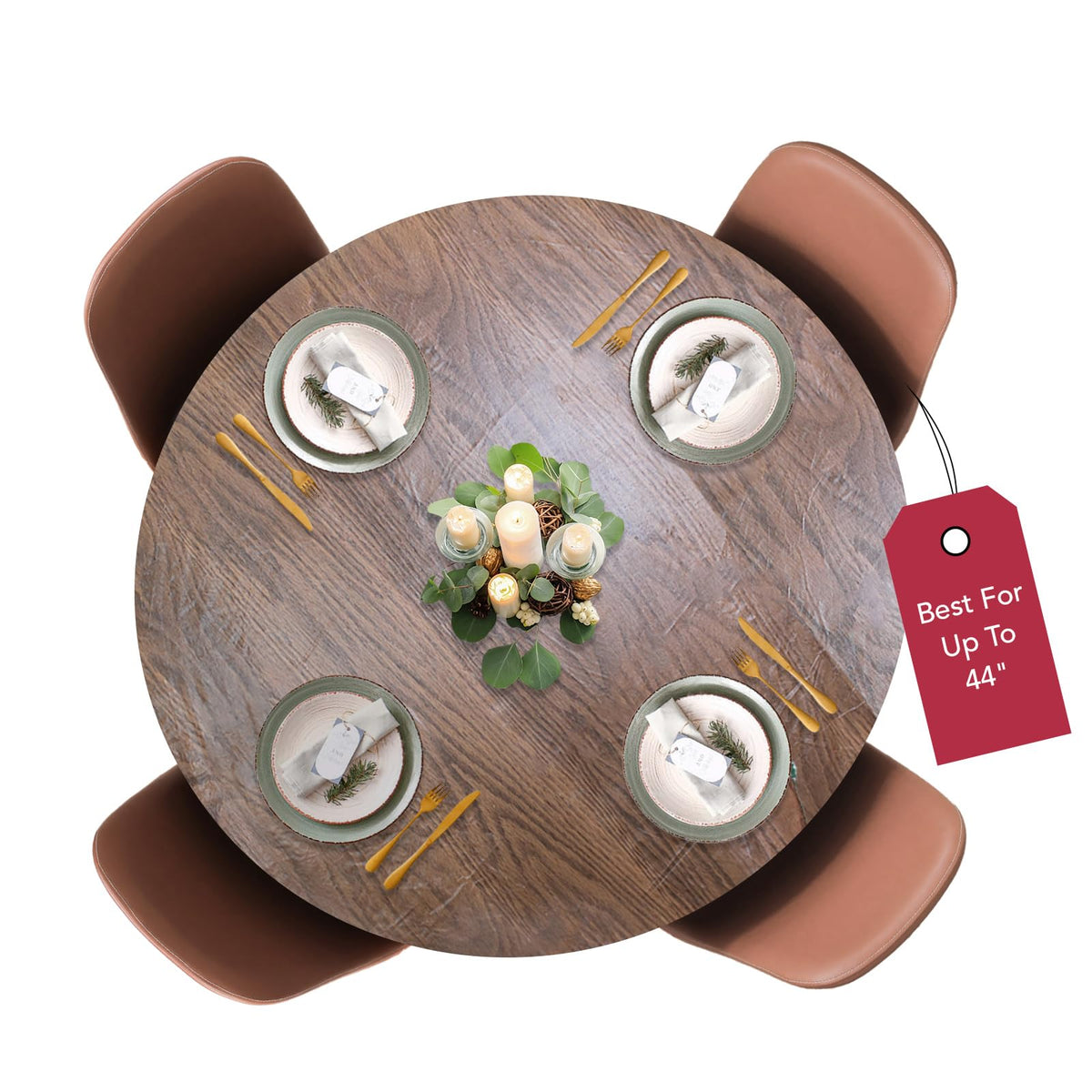 Covers For The Home woodgrain oak oval table cover protects surfaces from spills.