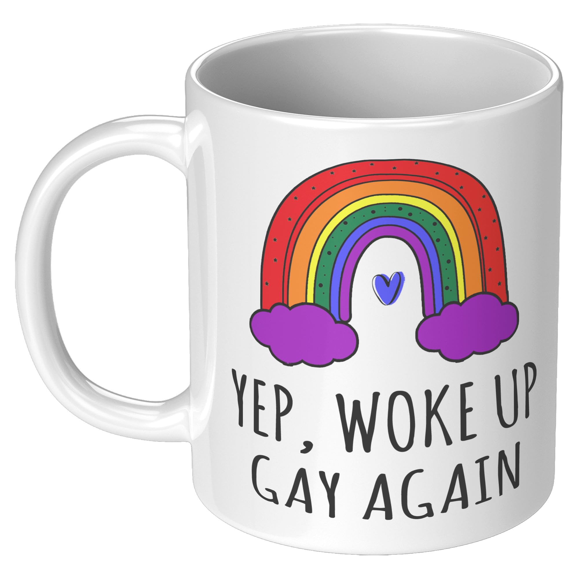 Coveted Goods Yep Woke Up Gay Again mug in box or display for gifting