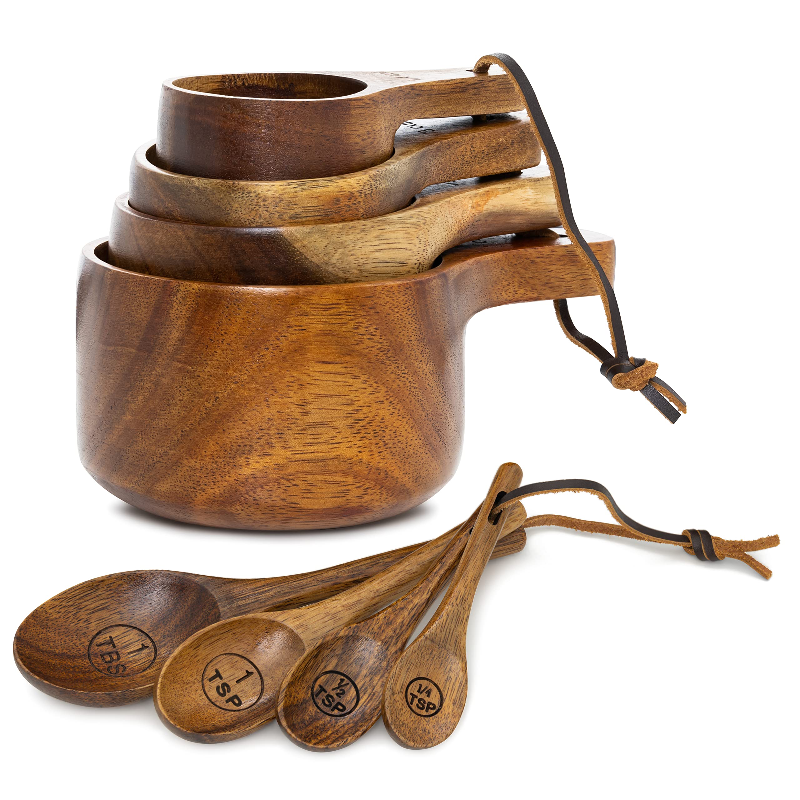 Covie wooden 1-cup measuring cup in acacia wood, durable kitchen essential.