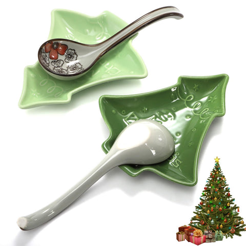 Covzoe Christmas spoon rest with embossed tree design adds festive kitchen decor.