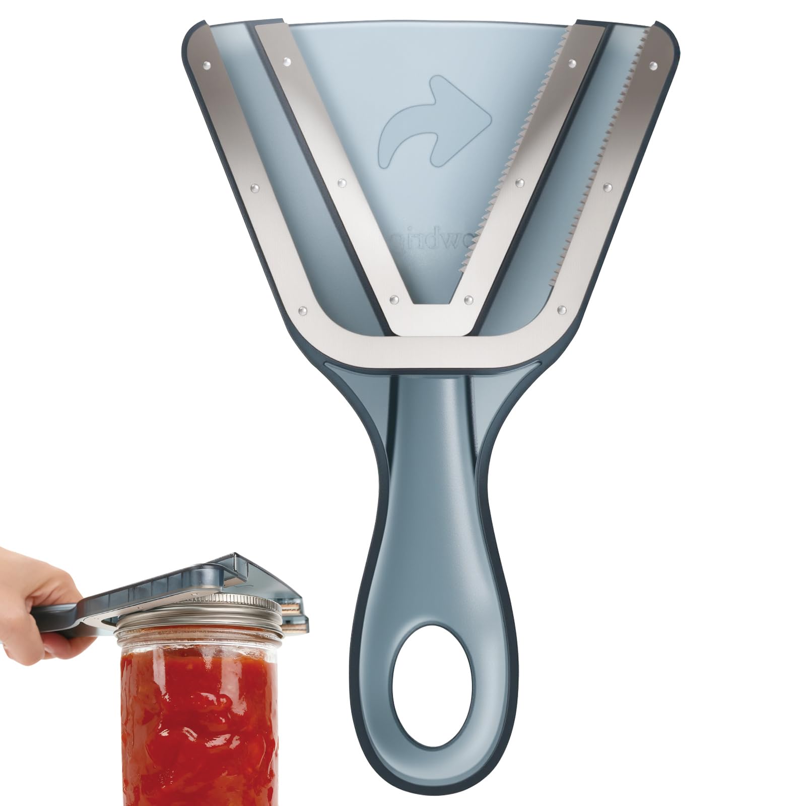 Cowbright jar opener with ergonomic lever eases opening for limited grip hands