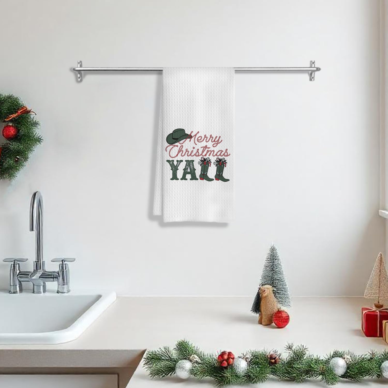 COWEB Merry Christmas towels kitchen spills wipe demo for clean surfaces.