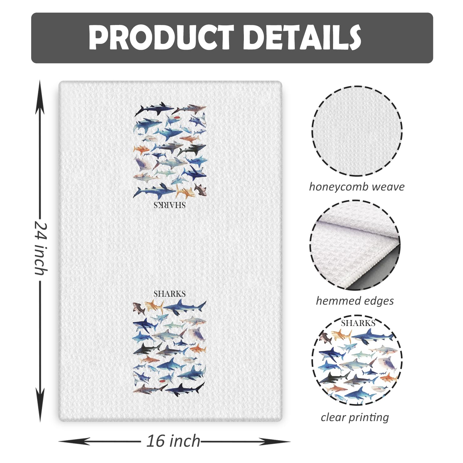 COWEB Shark Towels gift-ready design makes coastal-themed present.