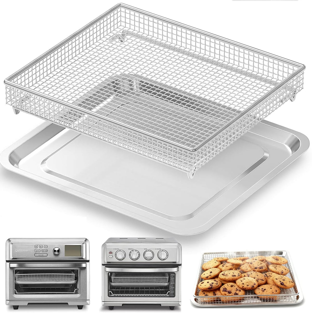 COWHERDING airfryer tray fits Cuisinart TOA-60 for easy cooking cleanup.