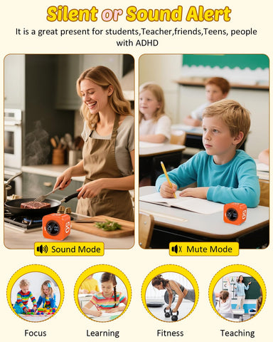 COWVTUJ Pomodoro Timer Cube compact size for travel and classroom carry.