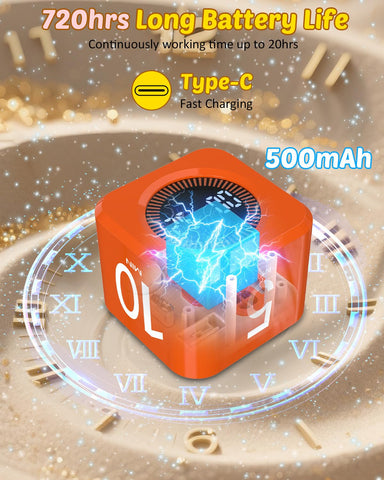 COWVTUJ Pomodoro Timer Cube recharge port and cable for easy power.