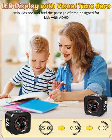 Cowvtuj Pomodoro Timer Cube USB-C charging for convenient portability
