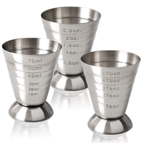 Cozihom pack of two cocktail jiggers designed for accurate mixing.