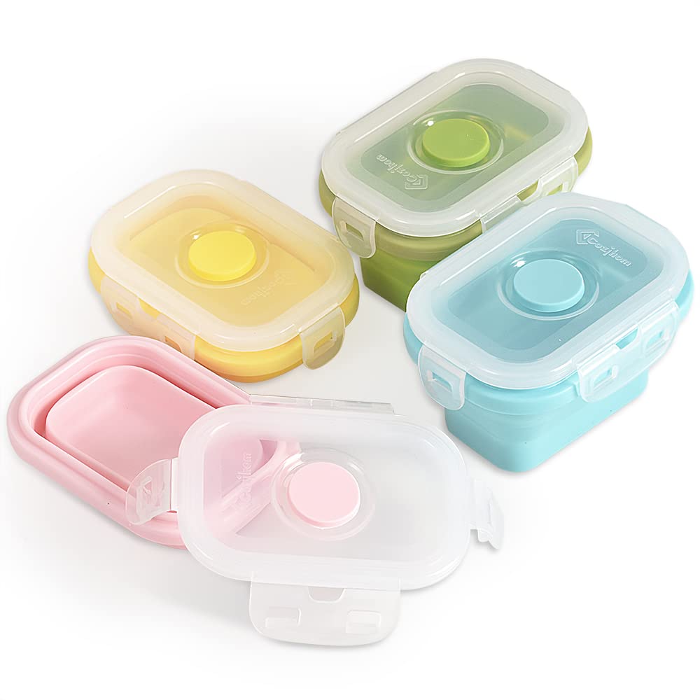 Cozihom collapsible container with clip-on lid showing space-saving design.