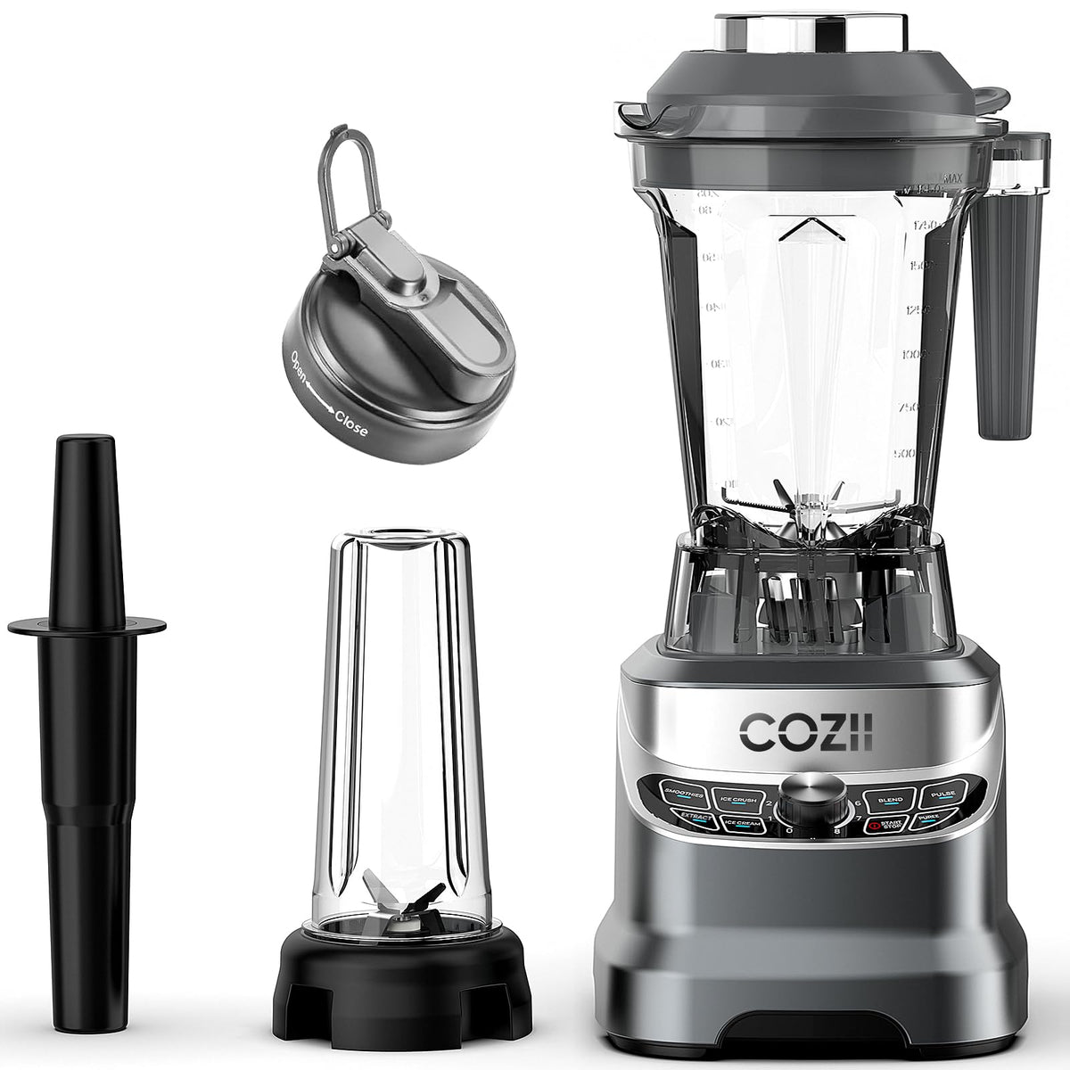 COZII blender with 64oz pitcher ideal for family-sized smoothies.
